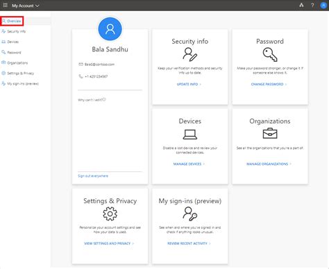 My Account portal for work or school accounts.